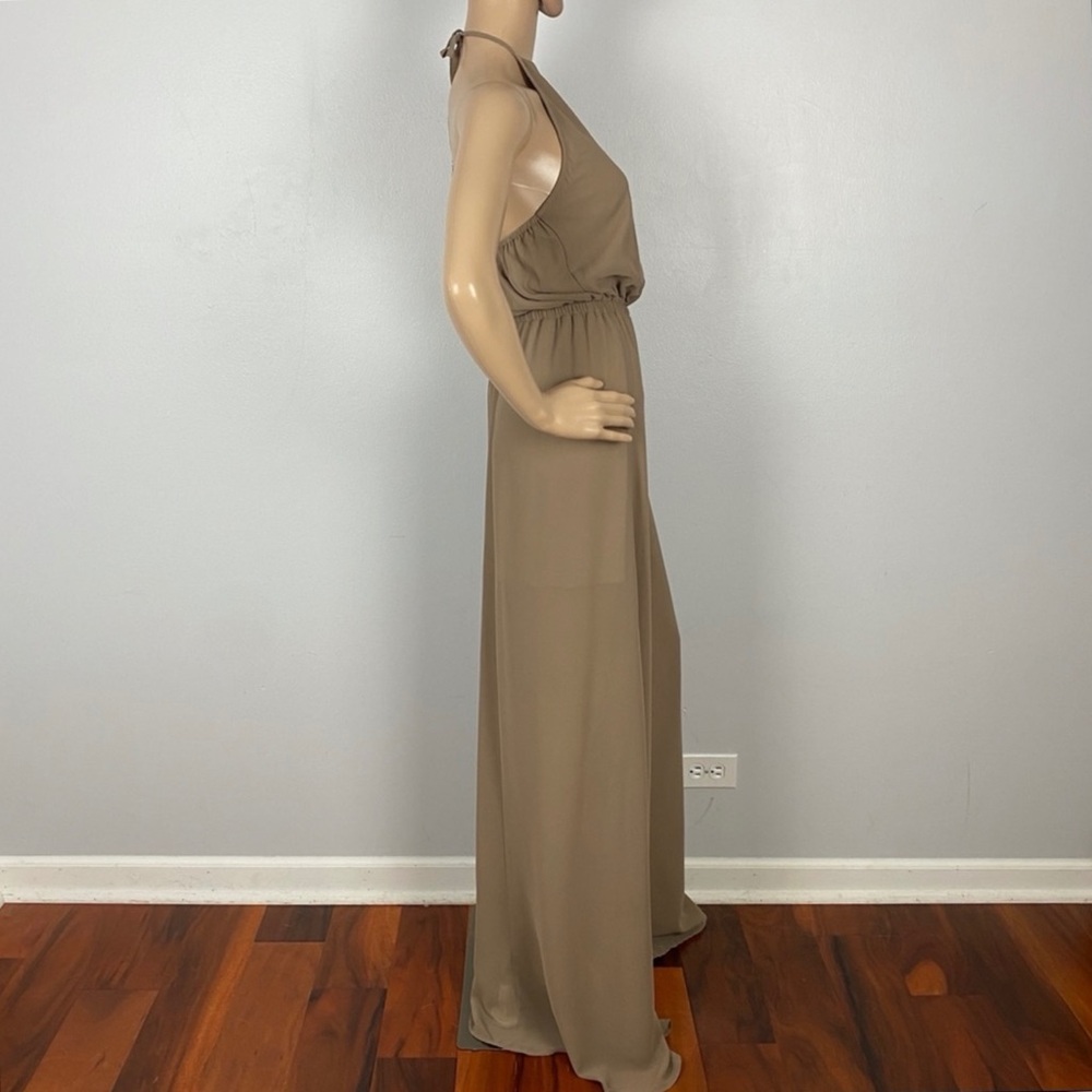 SHOW ME YOUR MUMU BROWN CHIFFON HALTER MAXI DRESS - Picture 5 of 6